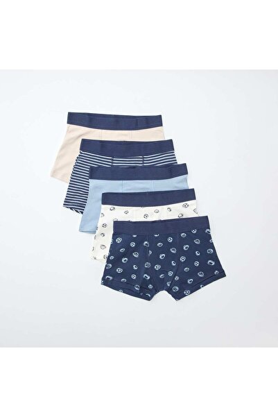 KIABI Pack of 5 pairs of plain and printed boxer shorts BLUE