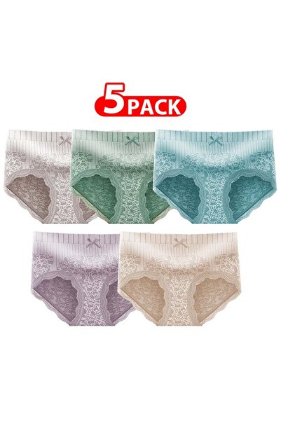 Margoun 5 Packs Women's XL Size Lace Panties with High Waist Comfortable and Stylish Underwear