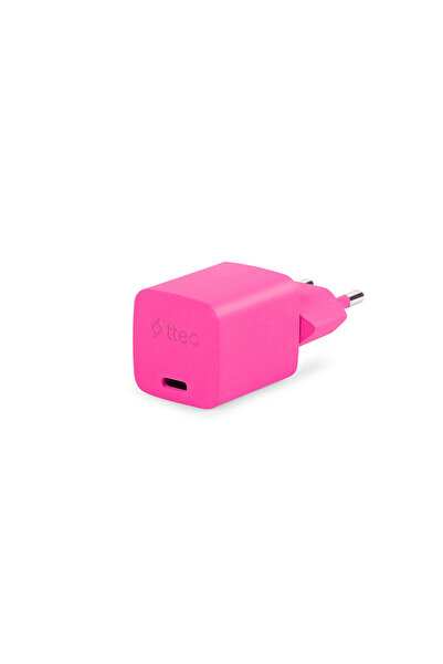 Ttec SmartCharger GAN 20W PD Seyahat Hızlı Şarj Aleti + USB-C - USB-C 3A Kablo Neon 2SCG20CN