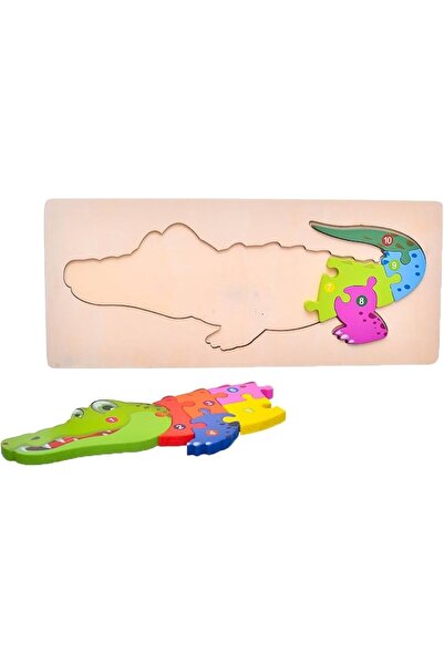 OEM Montessori wooden educational puzzle - crocodile with numbers