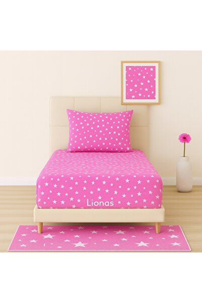 Ezgi Sa deznom 90 x 200 cm Pink Star Čaršav sa lastišem i Jastučnica