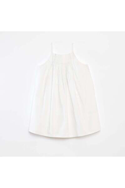 KIABI Embroidered pleated dress WHITE
