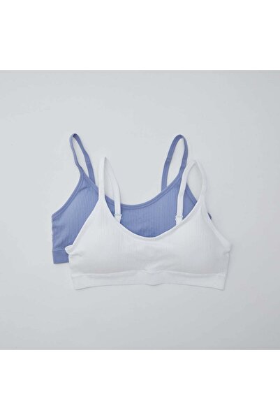 KIABI Pack of 2 ribbed bralettes BLUE
