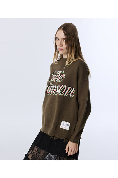 Twist Slogan Jakarli Raw Edge Sweater