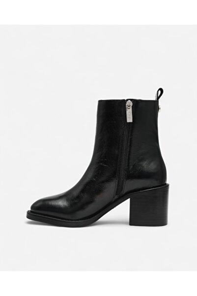 Steve Madden SLENDER BLACK LEAT Kadın Siyah Topuklu Bot SLENDER