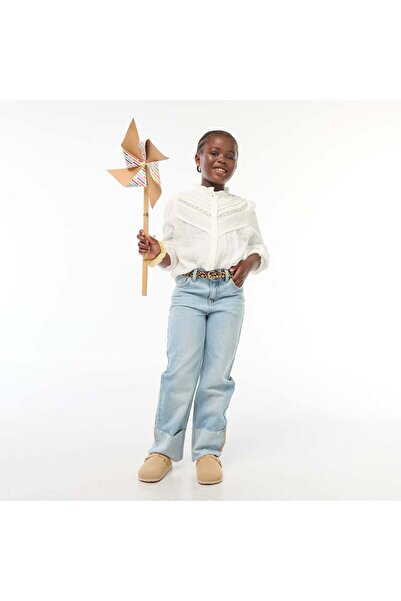 KIABI Dotted cotton gauze blouse WHITE