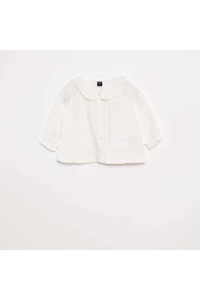 KIABI Dotted cotton gauze blouse WHITE