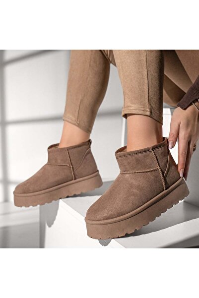 Modlet.ro Women's khaki suede thick-sole UG-style boots MOD12790