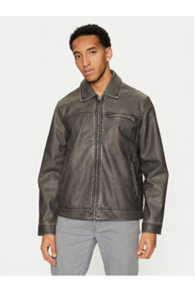 Brave Soul Ανδρικό Μπουφάν από Δέρμα MJK-DIVISIONPU Γκρι