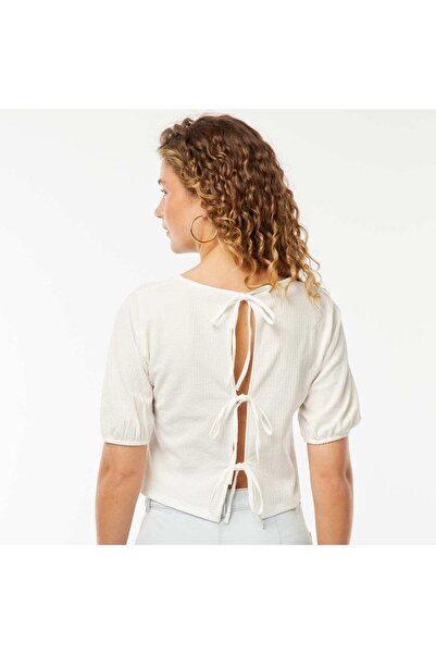 KIABI Blouse with tie fastenings WHITE