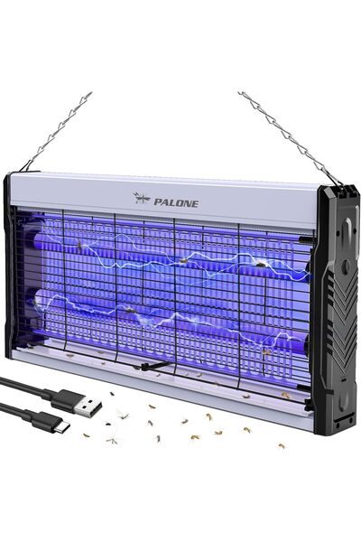 PALONE جهاز قتل الذباب الكهربائي، قاتل ذباب كهربائي بقوة 4000 فولت، صائد حشرات يعمل بالأشعة فوق البنفسجية، منفذ USB إلكتروني