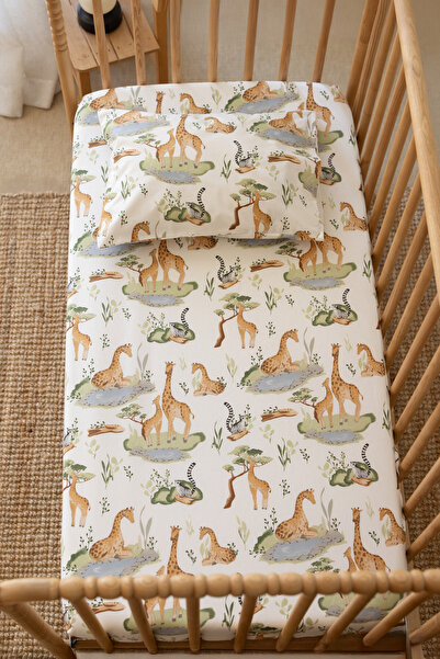 Mom Cherie Giraffe Bebek Las. Çarşaf Tkm 70x120 cm (Lastikli Çarşaf + Yasyık ...