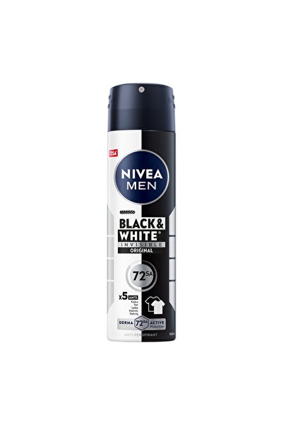 NIVEA MEN Erkek Sprey Deodorant Black&White 72 Saat Anti-perspirant Insible O...