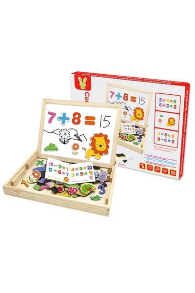 OEMN Tablita Magnetica 4 σε 1 cu Puzzle Animale si Cifre Magnetice Cartoon Nu...