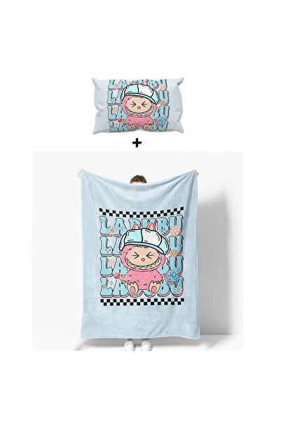 GC GÖKHAN CLUB Labubu Temali Polar Fleece Blanket Pillowcase