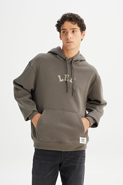 Lee Cotton Regular Fit Regular Cut Hooded Sweatshirt with Fleece Inside