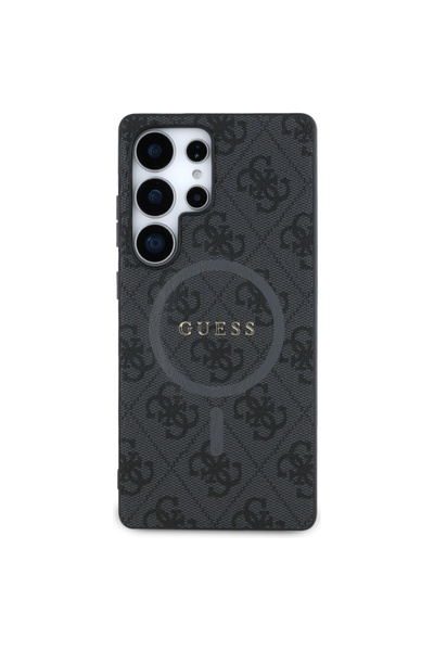 Guess Case for Samsung Galaxy S25 Ultra, 4G Ring Classic Logo MagSafe, Black