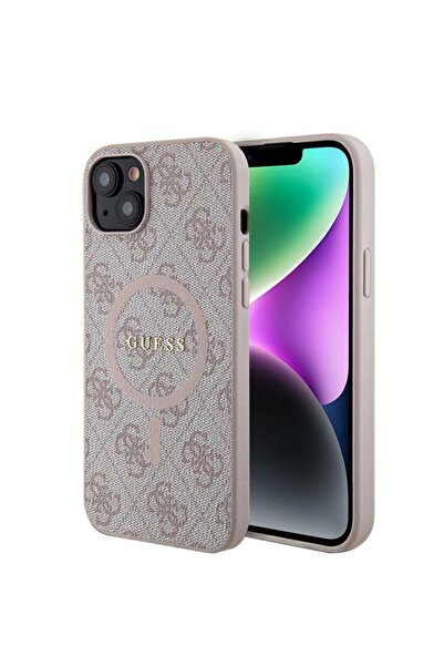 Guess Θήκη για iPhone 14, δαχτυλίδι 4G με κλασικό λογότυπο MagSafe, ροζ