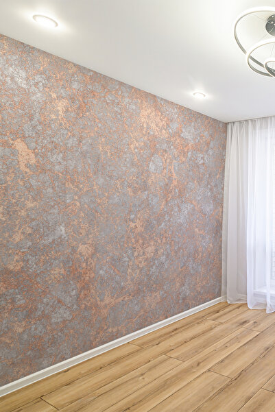 dreamwall Gri Bakır Taş Desenli Endüstriyel Tekstil Duvar Kağıdı