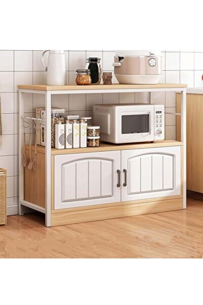 Saharaz رفوف تخزين المطبخ مع أبواب خزانة، رف متعدد الطبقات قائم على الأرض للمنزل