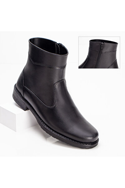 Modlet.ro Men's black genuine leather boots with zipper MOD02508