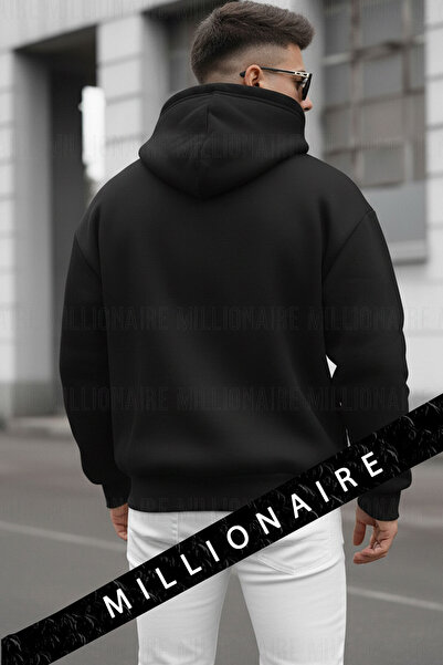 Millionaire Ανδρικό φούτερ με κουκούλα Off-White Alpha Wolf με κουκούλα oversized με επένδυση fleece κλωστές, φαρδιά εφαρμογή