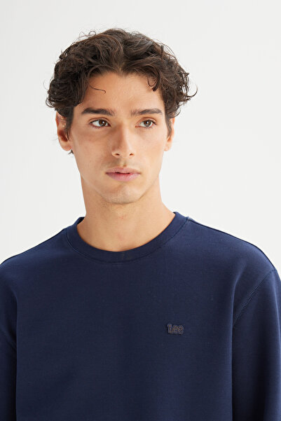 Lee Регулярний крій, нормальний крій, велосипедна горловина, принт, темно-синій світшот