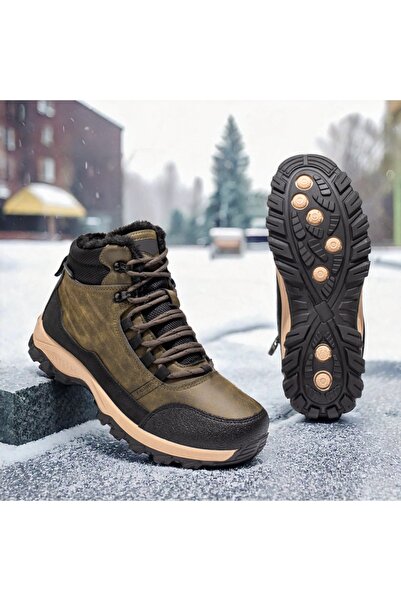 Modlet.ro Men's green and black lace-up boots with zipper MOD12805