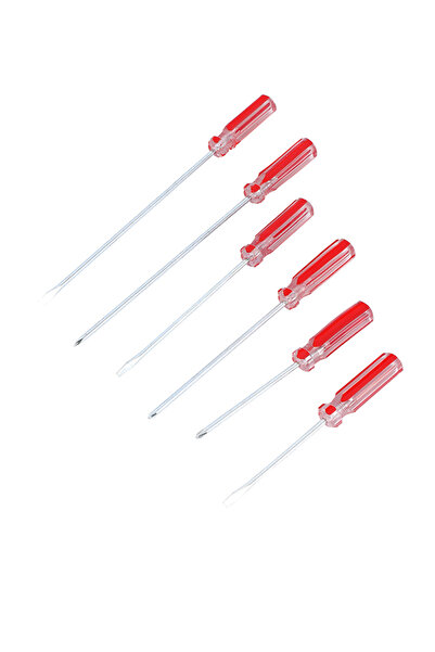 Lawazim Screwdriver Set - 6 Piece Red Philips & Flathead Hand Tools for DIY & Household Repairs