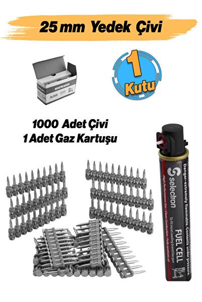 Hofmann Gazlı Tabanca Çivisi 25 mm HGN-C25 / MGP26025 40 gram Gaz ve 1000 Adet Yedek Çivi 2.7 Kalınlık