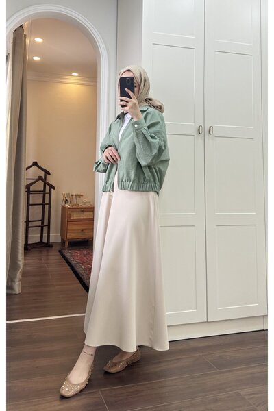 Miraydın Butik Fusta elastică în talie pentru femei M7056 - Bej