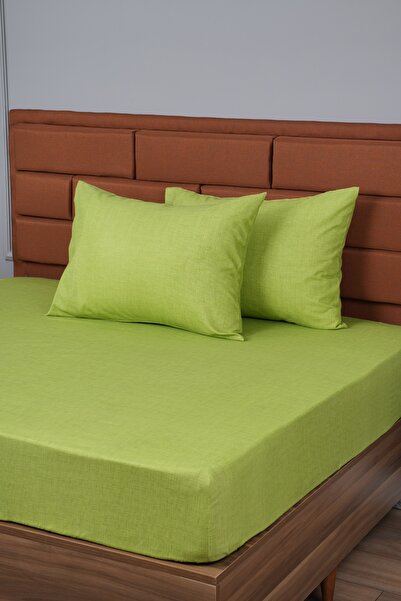 ALTINPAMUK Single Fitted Bed Sheet+1 Pillowcase Gift 100X200 Green