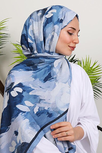 GİYZAMİLA Marbel Bamboo Shawl Blue