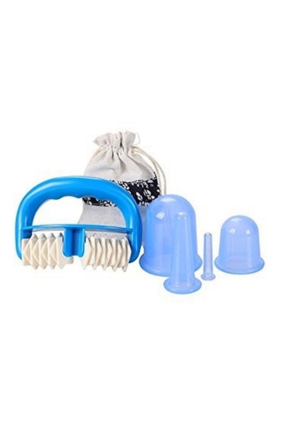 HALAMODO مجموعة أكواب مضادة للسيلوليت لتدليك الجسم والوجه، باللون الأزرق