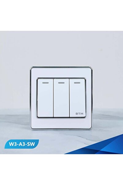 Btm مفتاح ثلاثي، أبيض وفضي - قطعتين