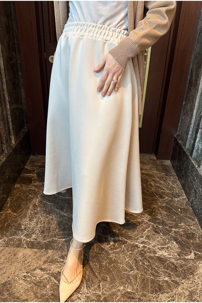 Miraydın Butik Fusta elastică în talie pentru femei M7056 - Bej