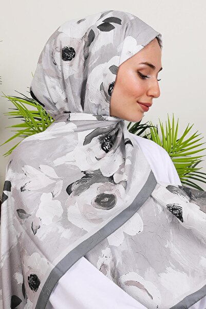 GİYZAMİLA Marbel Bamboo Shawl Gray
