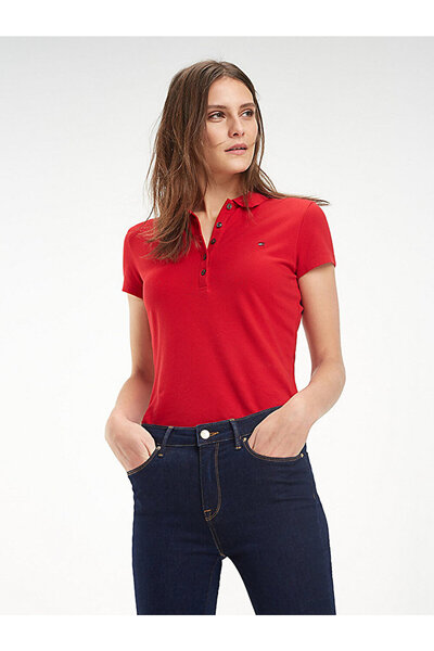 Tommy Hilfiger kadın heritage kısa kollu polo yaka t-shirt