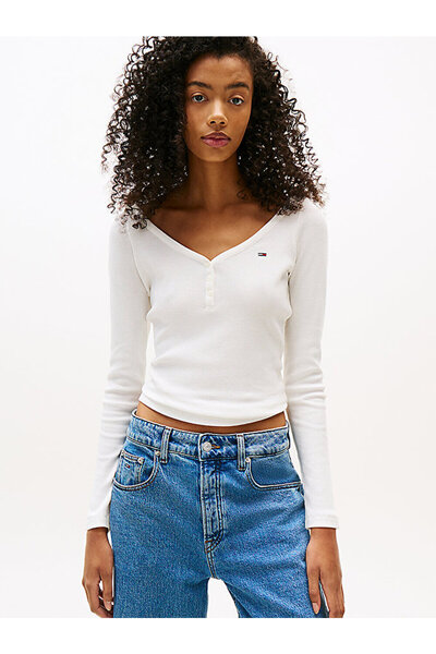 Tommy Hilfiger kadın tjw slim henley t-shirt