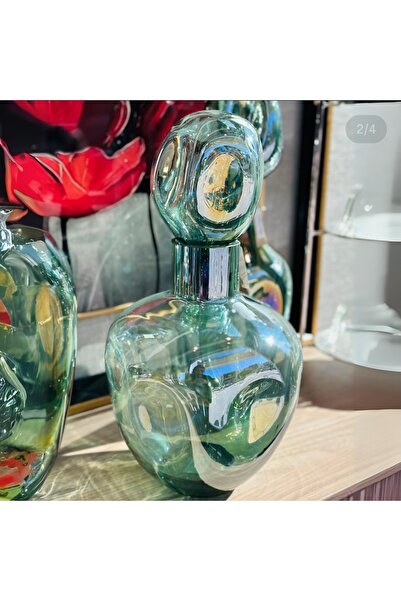 zepce design Yeşil Lüster Kapaklı Vazo