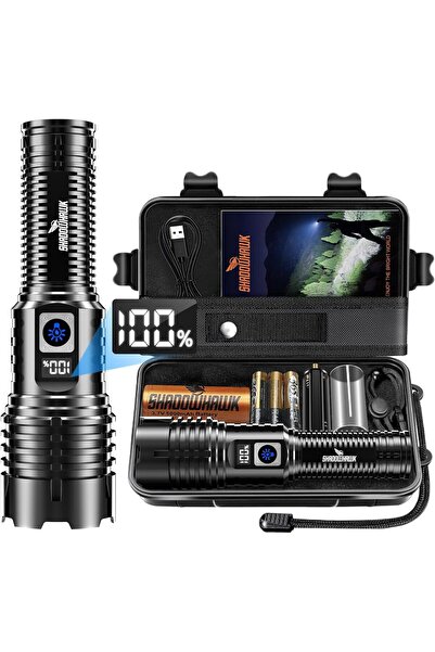 SHADOWHAWK Flashlight Rechargeable TorchLight, 20000 Lumens Flash Light Led flashlights Tactical, XH