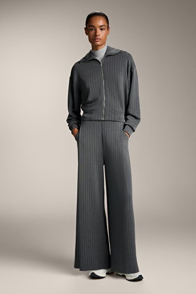 Oysho Wide leg striped trousers with soft touch modal