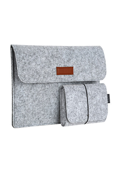 HALAMODO جراب كمبيوتر محمول من اللباد باللون الرمادي الفاتح