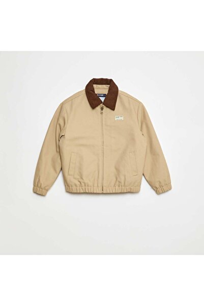 KIABI Cotton Jacket with Ribbed Collar WHITE