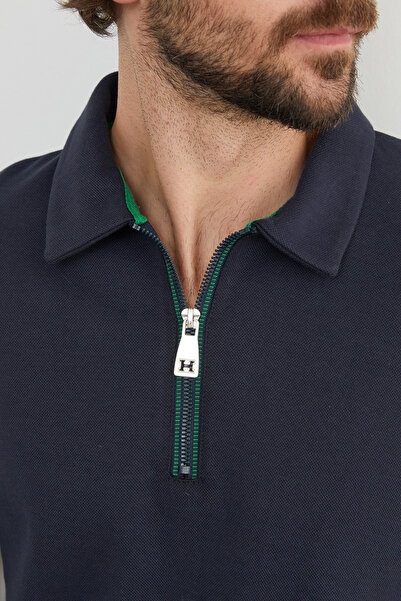 Fulla Moda Βασικό φούτερ με μισό φερμουάρ με λαιμόκοψη πόλο