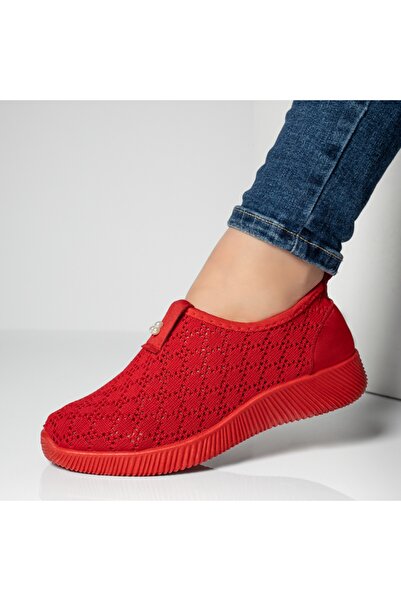 BMoD Espadrile roșii pentru femei cu perforații din material textil MOD13060