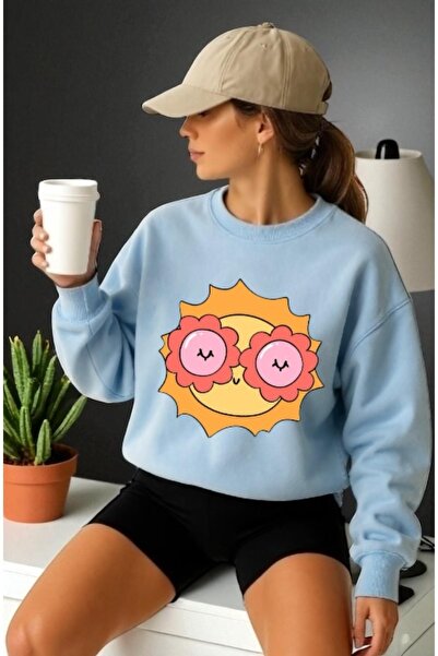 ArtYus سويت شيرت للجنسين بأكمام طويلة وطباعة لطيفة على الوجه الأمامي وياقة عل...