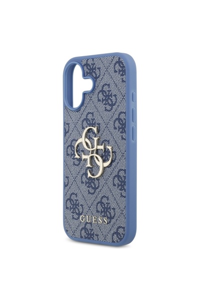 Guess Θήκη για iPhone 17, Σκληρή θήκη 4G με μεγάλο λογότυπο, Λεπτή προστασία, Συμβατή, Μπλε