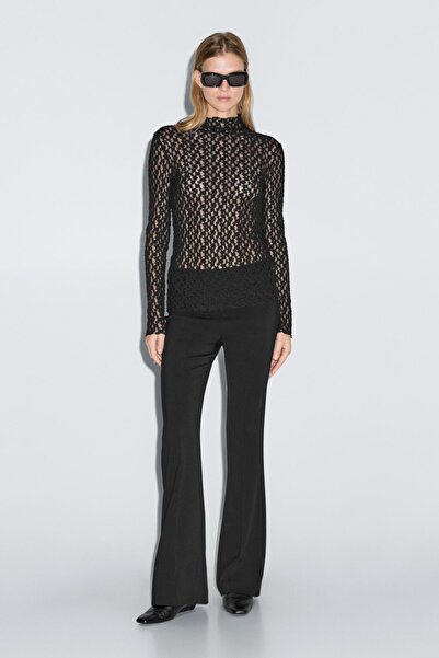 Massimo Dutti Uzun kollu dantel top