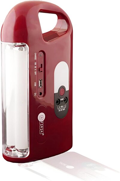 Afra Rechargeable Lantern, 10 Watts, 40pcs Tube + 2w Bulb, Red, Plastic Body with 6v 4000ah Lead-Aci